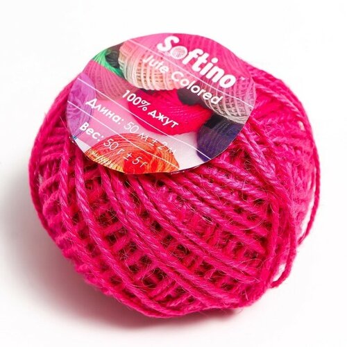 Пряжа 100% джут Softino Jute Colored 50м ±2м ярко-розовый 50 гр softino пряжа 100% джут softino jute colored 50м ±2м орех 50 гр