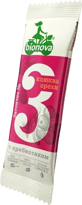 Батончик Bionova фруктово-ореховый с клюквой 35 г - фото №6