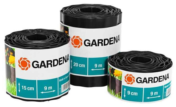 Бордюр черный Gardena 9 см, длина 9 м