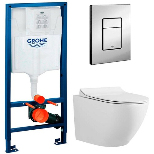 Инсталляция Grohe Rapid SL 38772001 + унитаз Grossman GR-4455 безободковый с сиденьем инсталляция grohe rapid sl 38772001 унитаз ssww ct2038 black безободковый с сиденьем