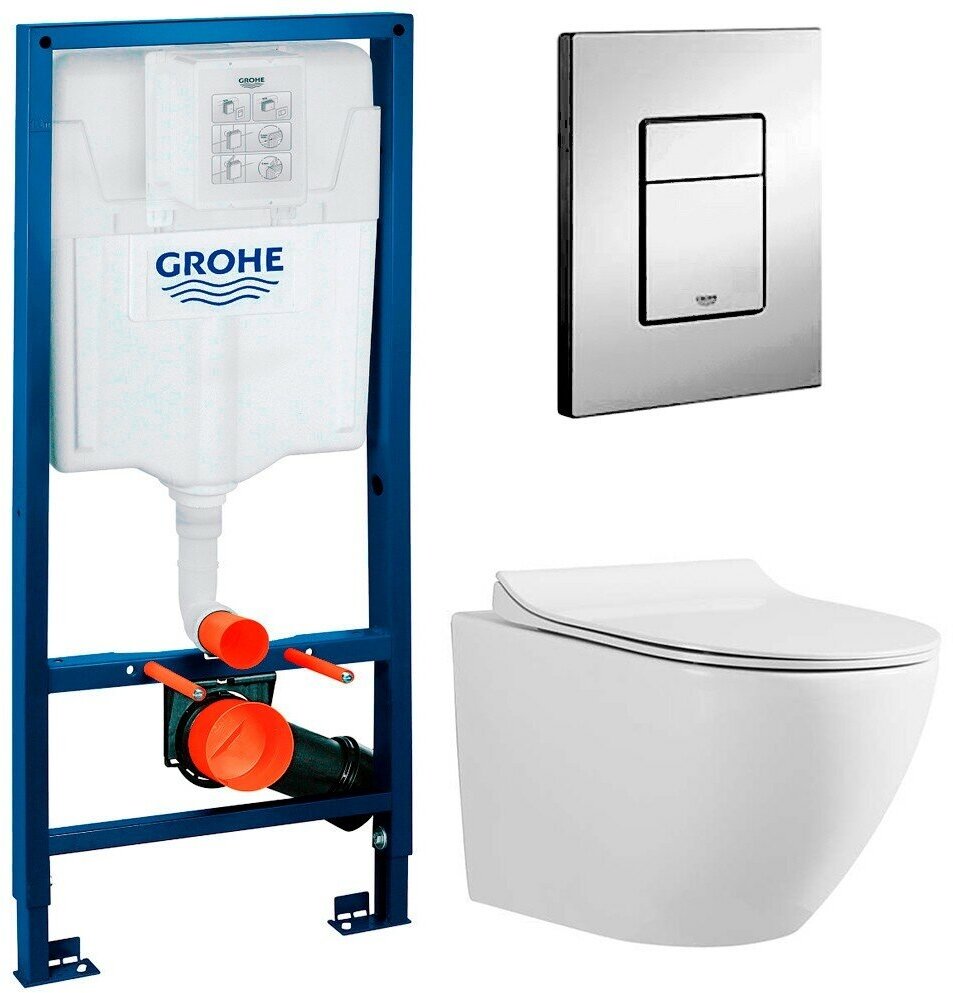 Инсталляция Grohe Rapid SL 38772001 + унитаз Grossman GR-4455 безободковый с сиденьем