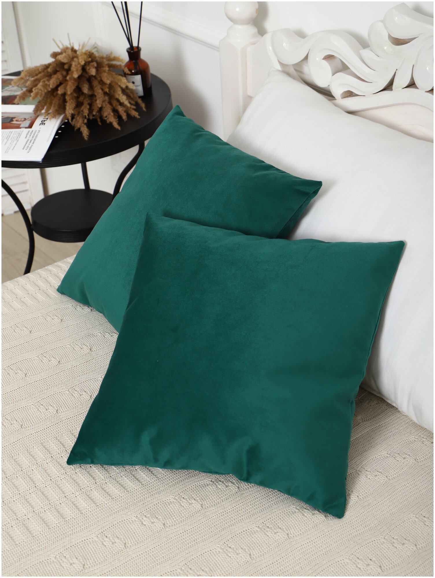 Подушка декоративная 40х40 см на диван 2шт с наволочкой на молнии со съемным чехлом, для гостиной детской спальни зеленая - фотография № 5