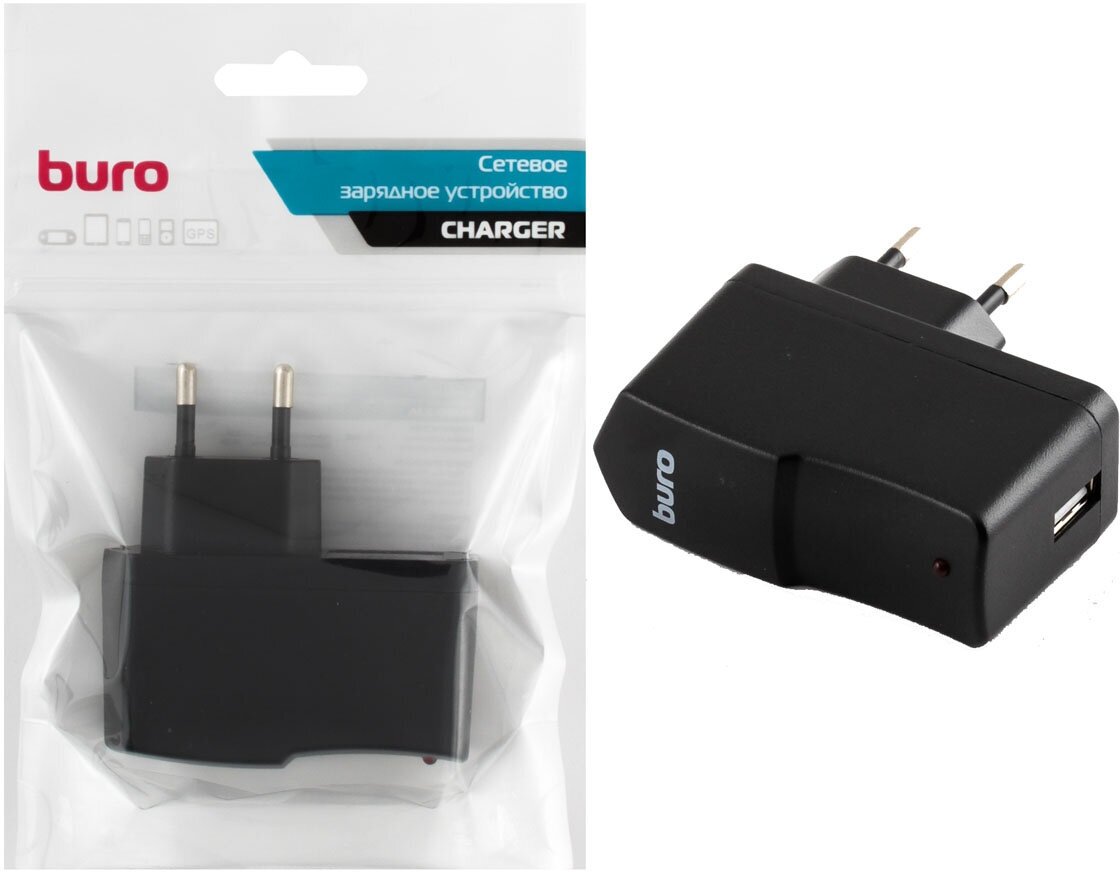 Сетевое зарядное устройство BURO , USB, 2.1A, черный - фото №4