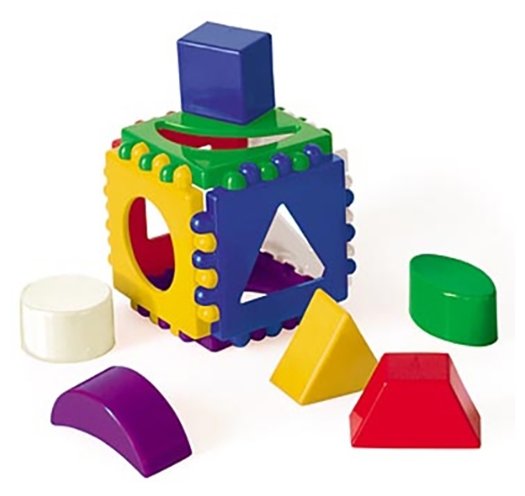 Логический куб "Мини" пластиковый, ширина 8х8 см, 6 стенок, 6 форм, рыжий КОТ, И-3928