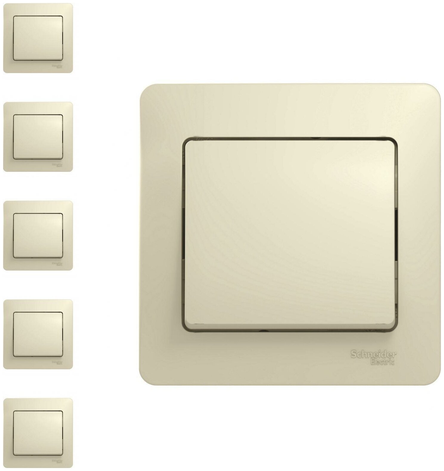 фото Выключатель Schneider Electric Glossa одноклавишный бежевый (комплект из 3 шт)