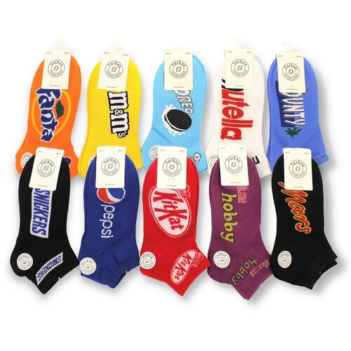 фото Носки turkan, 10 пар, размер 36-41, белый, голубой, синий, бордовый, черный, оранжевый