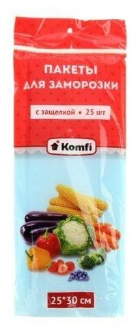 Пакеты для замораживания Komfi, 30, 35 мкм х 25 см, 1 л, 25 шт.
