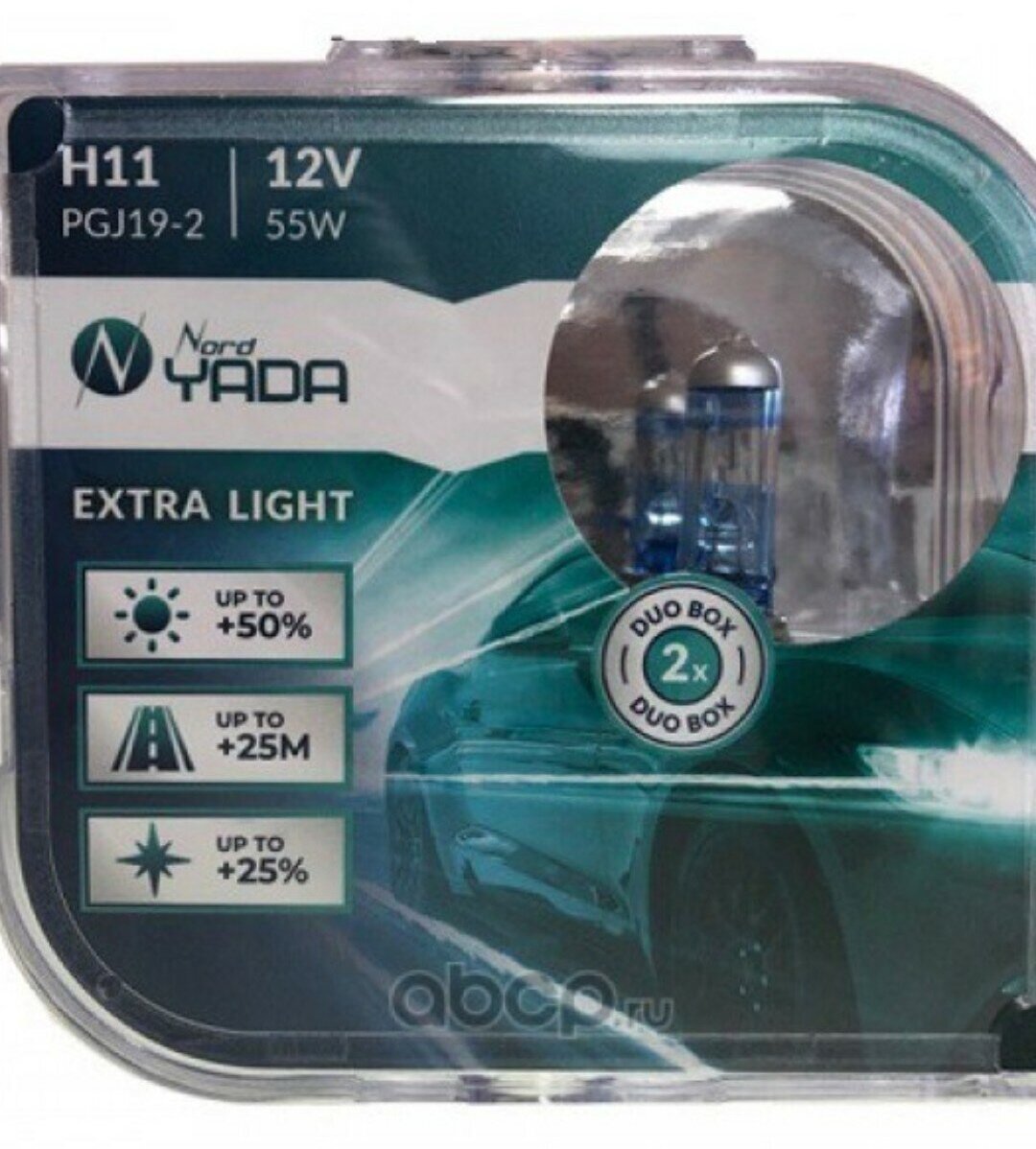 Лампа галогенная Nord YADA H11 12V 55W EXTRA LIGHT +50 % Plastic case - 2шт