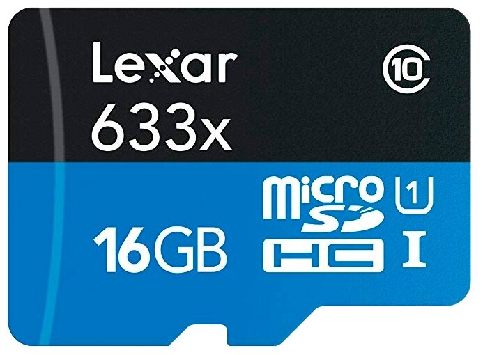 Карта памяти Lexar microSDHC Class 10 UHS Class 1 633x 16GB + SD adapter