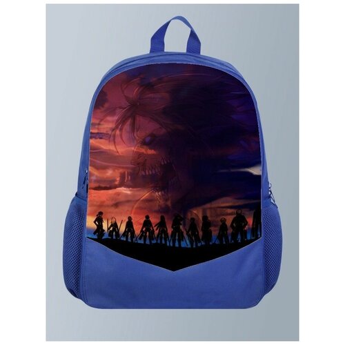 фото Голубой рюкзак с принтом аниме атака титанов attack on titan, эрен, леви, микаса, армин - 59 brutbag