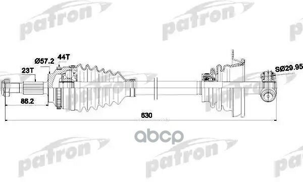 Полуось Передняя Левая 23X630x57.5 Abs: 44T Renault: Clio Ii 1.5Dci 98-, Clio Ii Фургон 1.5Dci 98-, Kangoo 1.2/1.2 16V/1.4/1.