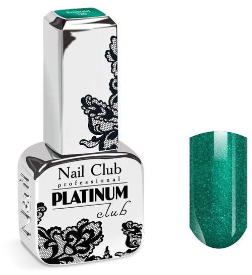 Nail Club professional Эмалевый гель-лак для ногтей с липким слоем PLATINUM CLUB 120 Emerald, 13 мл.