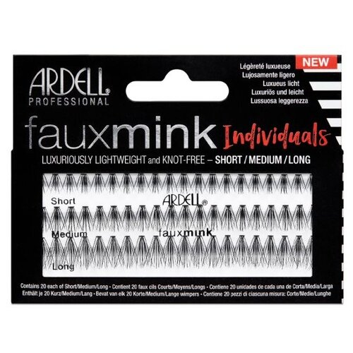 Ardell Пучки ресниц безузелковые Faux Mink Individuals Combo Pack, черный.., 60 шт. ardell пучки ресниц duralash combo pack black black 168 шт