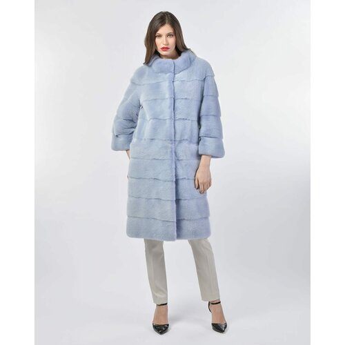 Пальто Manakas Frankfurt, норка, силуэт прямой, размер 36, голубой