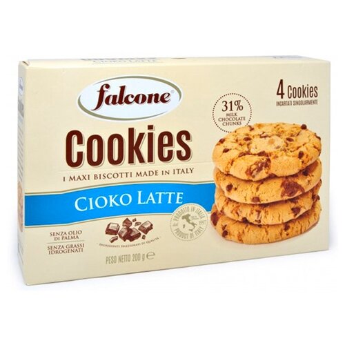 Печенье Falcone Cookies с молочным шоколадом, 200г