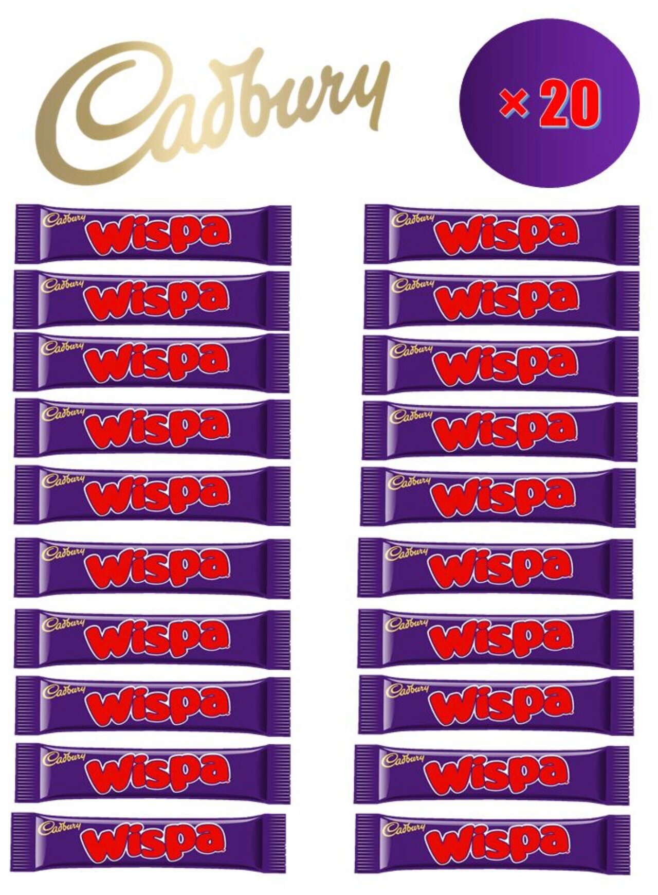 Шоколадный батончик Wispa 36гр x 20шт - фотография № 1