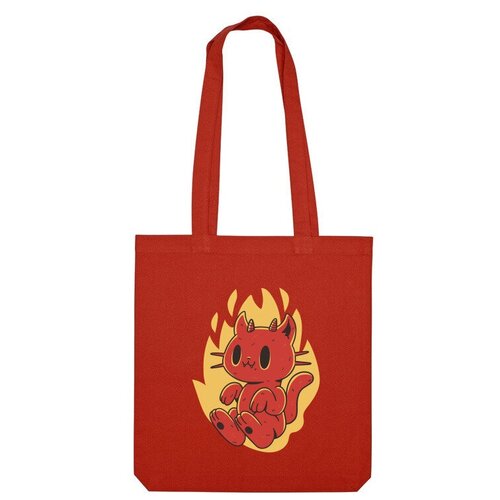 Сумка шоппер Us Basic, красный сумка кот демон котёнок чертёнок ярко синий
