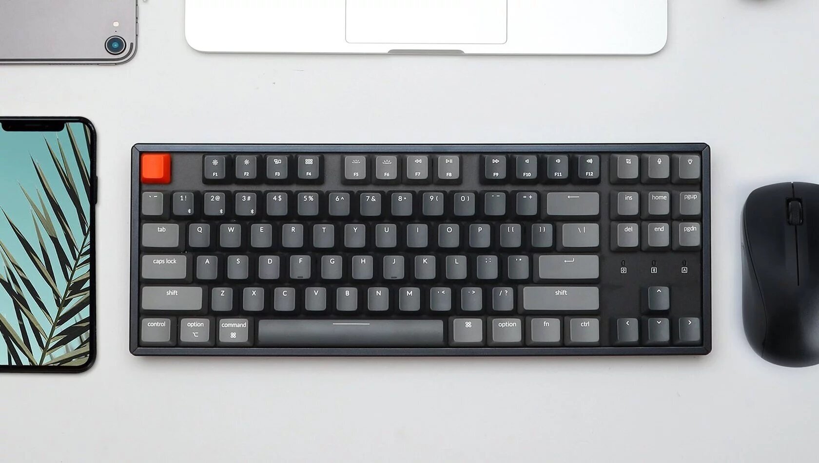 Клавиатура Wireless Keychron TKL, алюминиевый корпус, white LED подсветка, Gateron brown switch, серая - фото №19