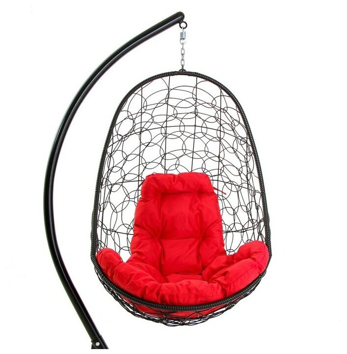 Подвесное кресло кокон «Капля» красная подушка, стойка - фотография № 6