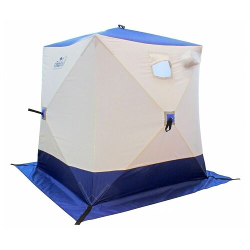 фото Палатка зимняя куб следопыт 2-местная, 1,5х1,5х1,7, бело-синяя