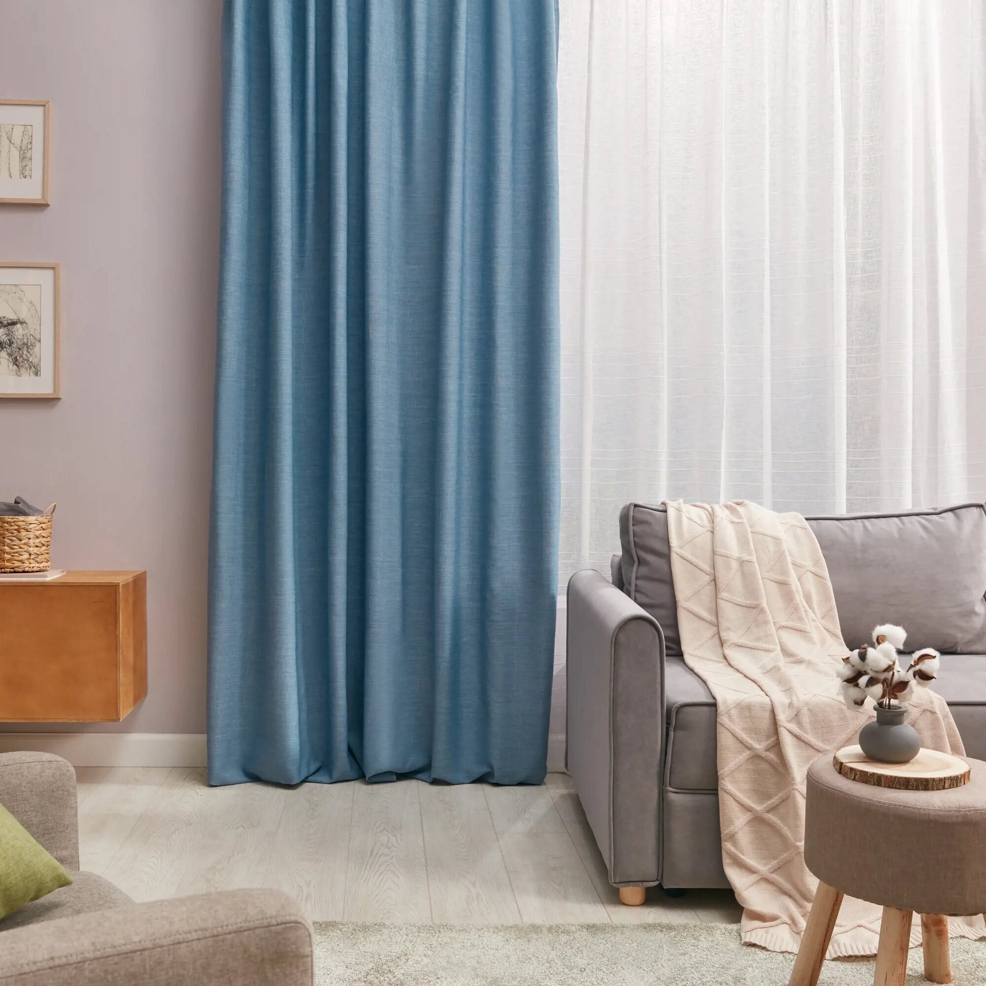 фото Штора на ленте со скрытыми петлями Inspire Malonn 200x280 см цвет синий Agata 2