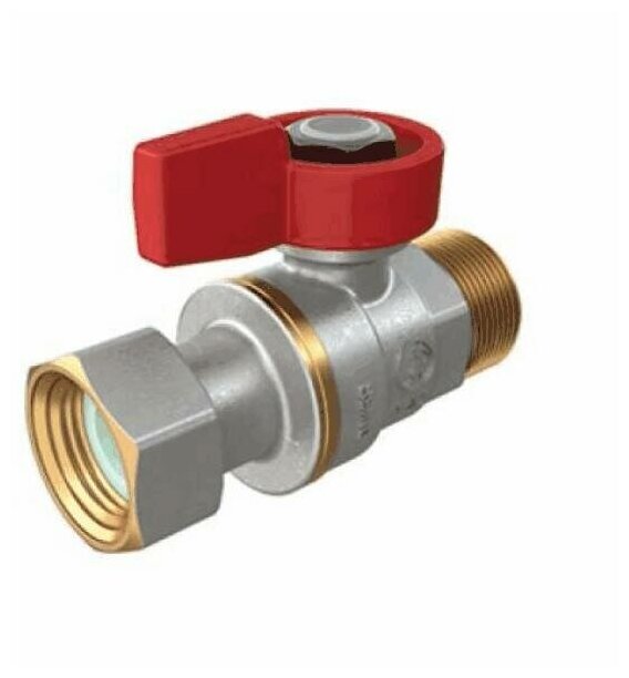 фото Кран шаровой латунь никель R254 Ду 15 Ру16 НР/нак. гайка флажок красный Giacomini R254PX012