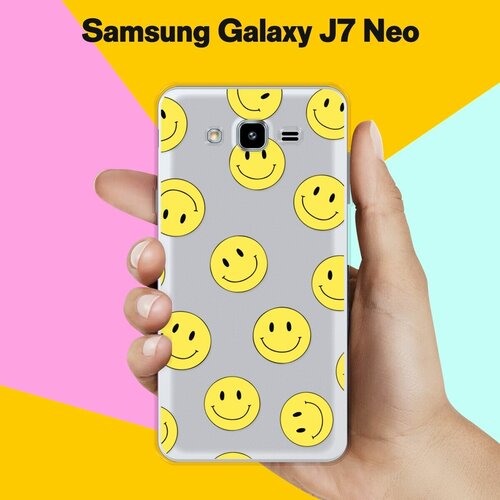 Силиконовый чехол на Samsung Galaxy J7 Neo Смайлики / для Самсунг Галакси Джей 7 Нео матовый soft touch силиконовый чехол на samsung galaxy j7 neo самсунг джей 7 нео с 3d принтом duck swim ring черный