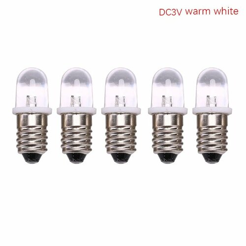 5 шт. светодиодная лампочка HELTC E10 серебристого цвета 3V 4.5V, warm white DC3V, Белый
