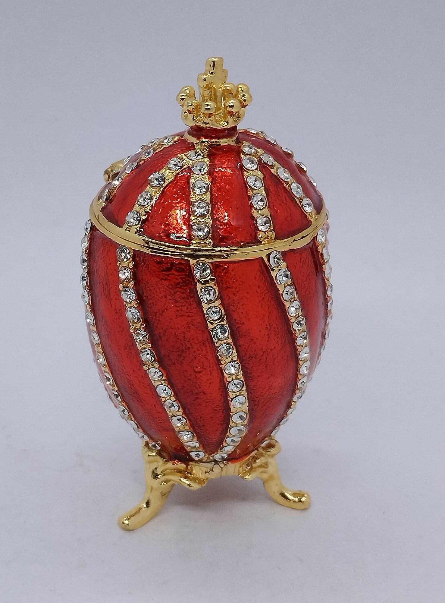 Яйцо Фаберже витое, малое, красное — фото 1