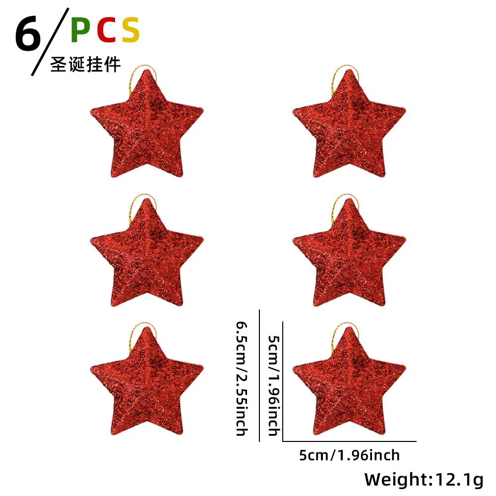 Звездочки для рождественской елки red 6pcs