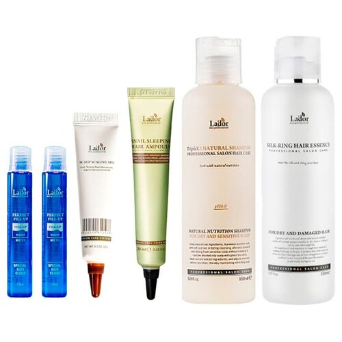 фото Набор по уходу за волосами lador, шампунь, эссенция, маска ночная, пилинг, 2 филлера la'dor