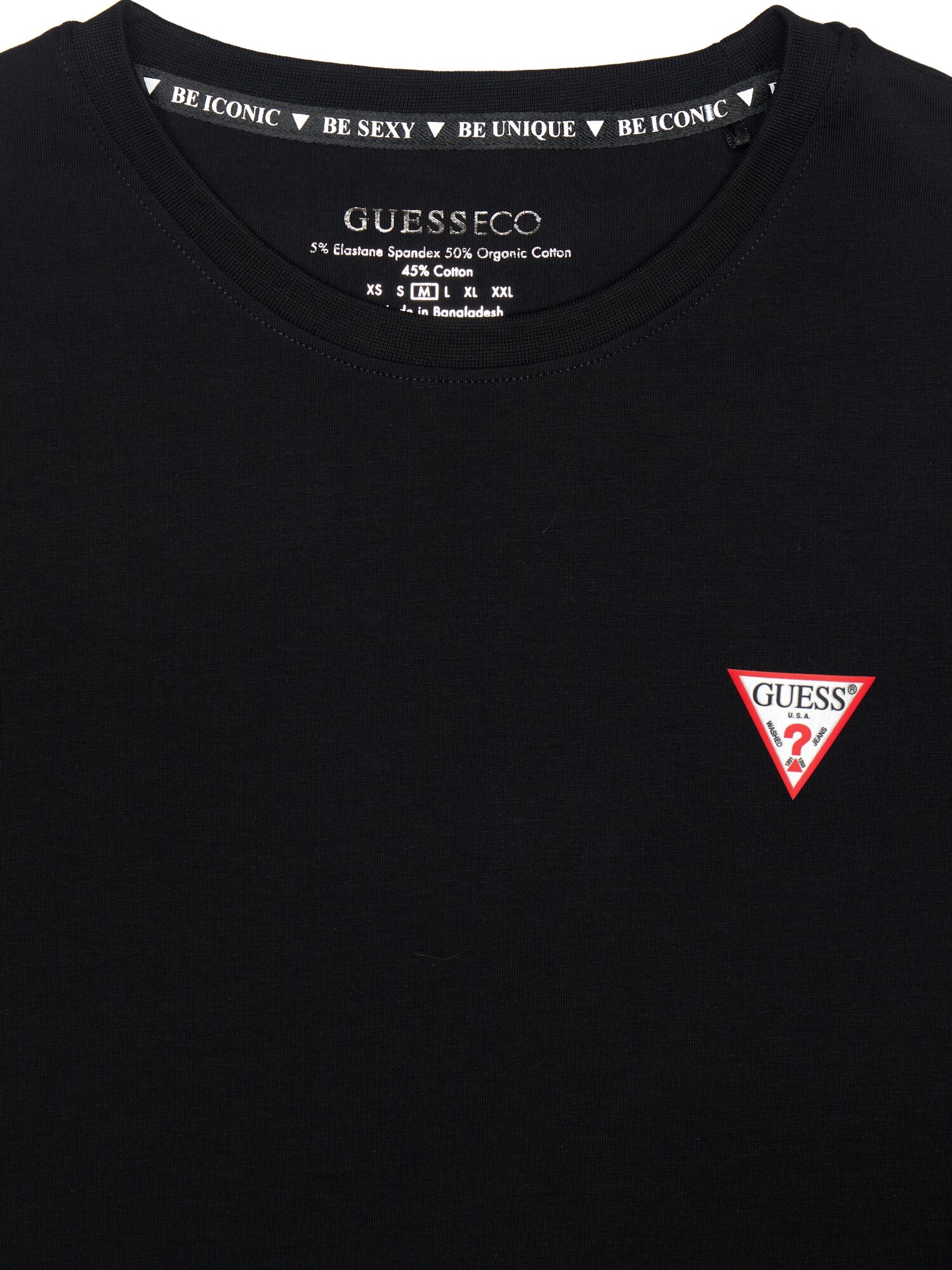 Футболка GUESS SS CN Mini Triangle Tee, размер L, черный — фото 1