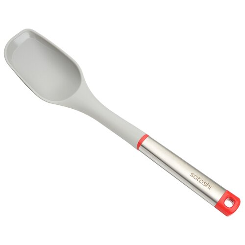 фото Ложка поварская satoshi kitchenware premier 881187, нейлон, нержавеющая сталь, пластик белый/красный