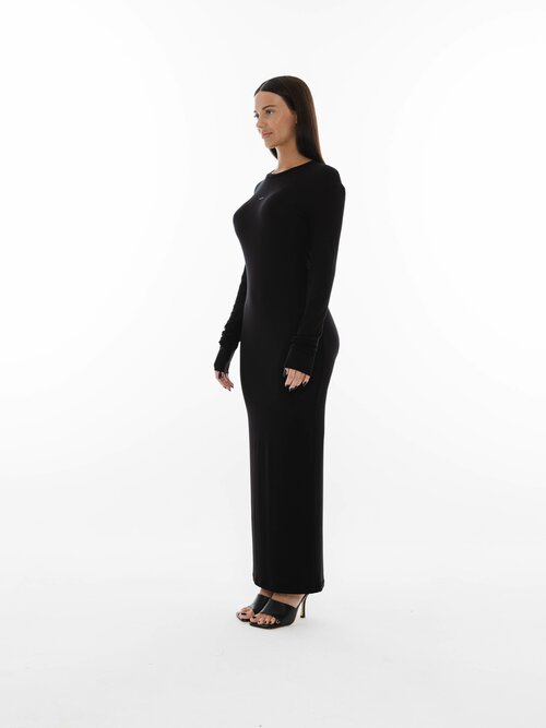 Платье-лапша moysha, вискоза, прилегающее, миди, размер XS, черный