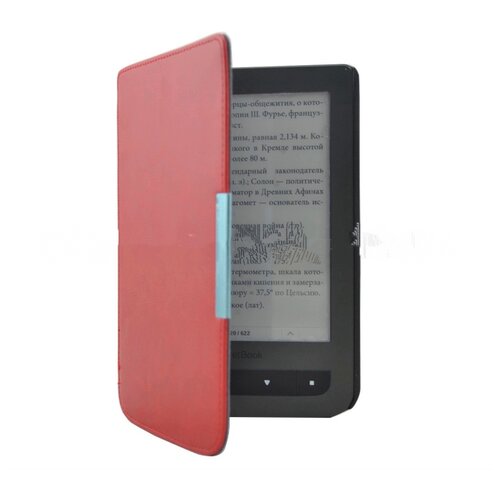 фото Чехол-обложка футляр mypads для pocketbook 624 basic touch/ pocketbook 614 basic 2/ pocketbook 615 из качественной эко-кожи тонкий с магнитной застежкой красный