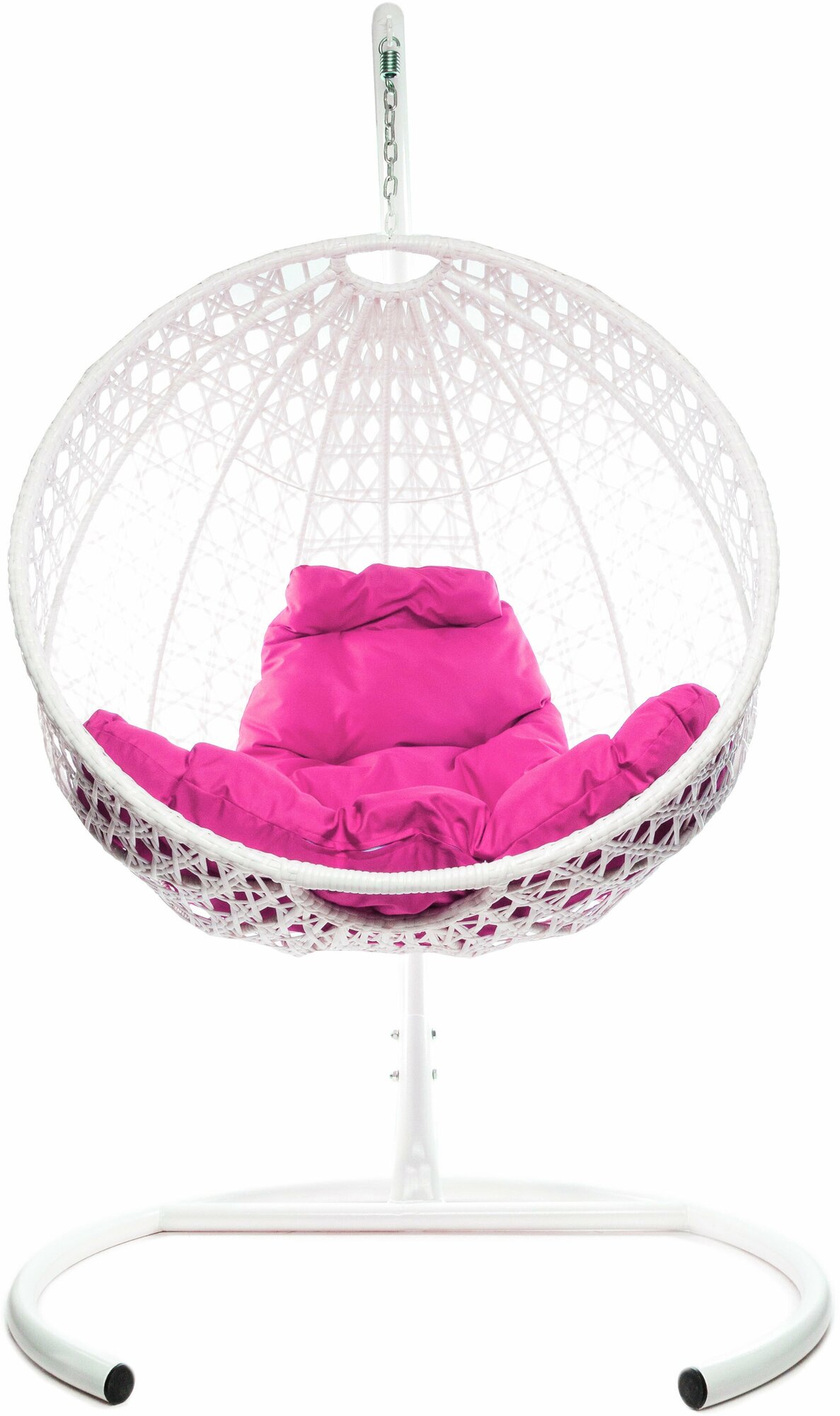 Подвесное кресло Люкс белое, розовая подушка - фотография № 3