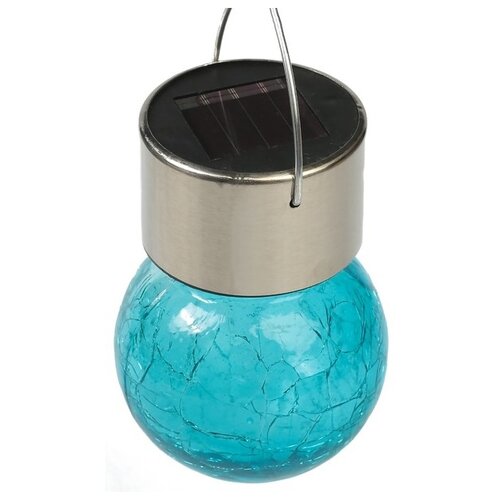 фото Luazon lighting фонарь садовый на солнечной батарее лампочка синяя 2997294, цвет арматуры: серебристый, цвет плафона синий