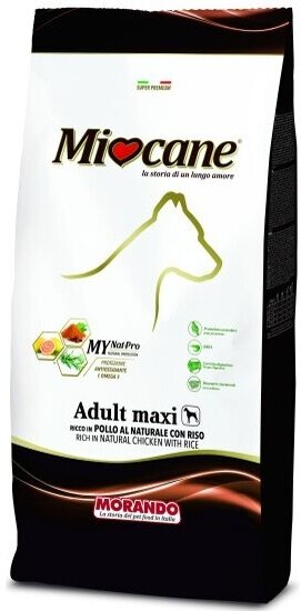 Корм сухой Miocane ADULT MAXI для взрослых собак крупных пород с большим содержанием куриного мяса и рисом, 20 кг