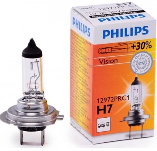 Лампа H7 12V 55W PX26d (PHILIPS) +30% premium/vision — купить в  интернет-магазине по низкой цене на Яндекс Маркете