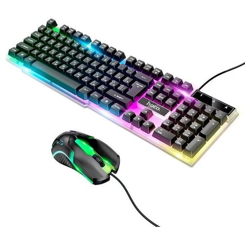 Игровая клавиатура и мышь HOCO GM18 Colorful Lightning Gaming, Русская версия, Черный