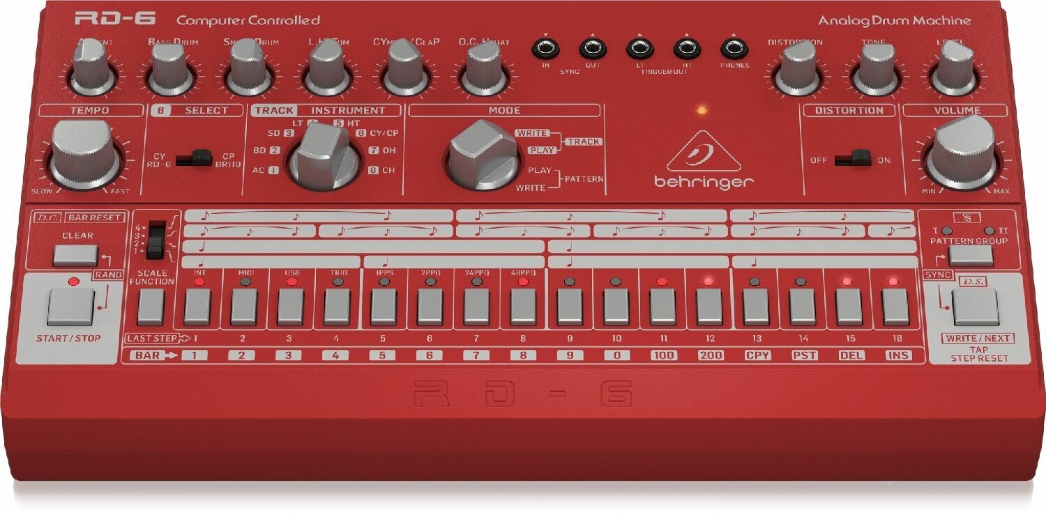 Behringer RD-6-RD аналоговая драм-машина, цвет красный