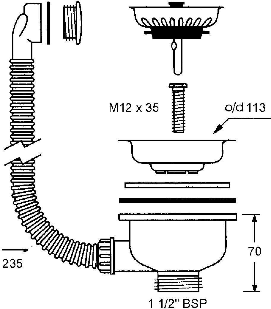 Слив-перелив для раковины McAlpine 40 мм (OF2-113S) - фотография № 6