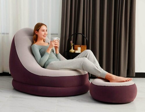 Изображение товара Надувное кресло Comfort Cruiser Inflate-A-Chair, бордовый, 121х100х86 см, с пуфиком 54х54х26 см, BestWay