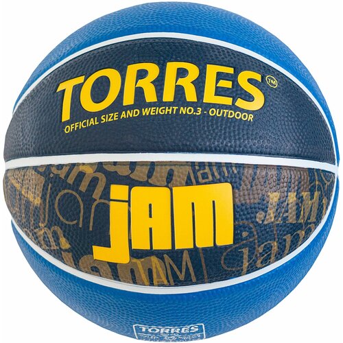 Мяч баскетбольный TORRES Jam, синий желтый голубой р.7