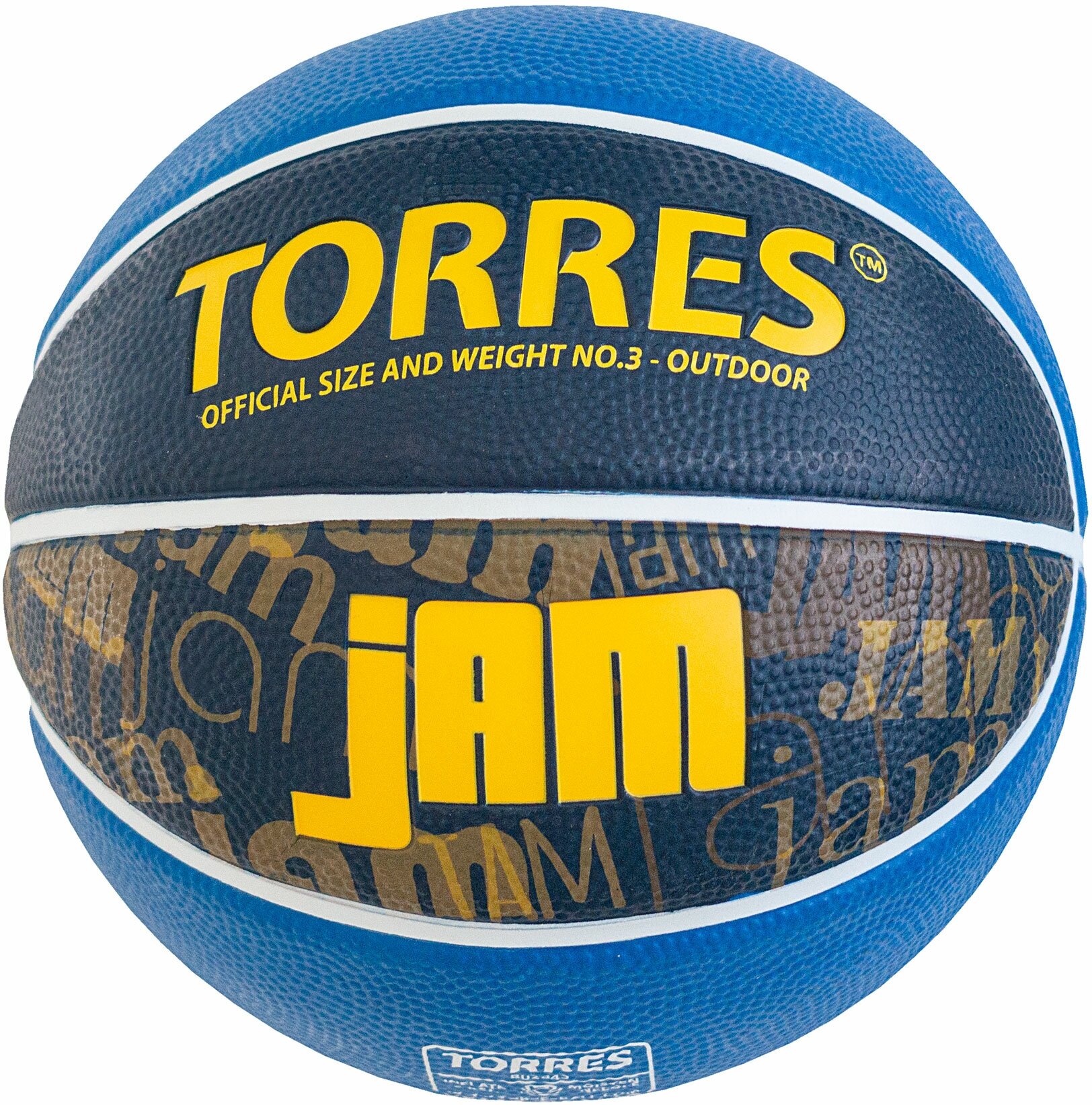 Мяч баскетбольный TORRES Jam, синий желтый голубой р.7