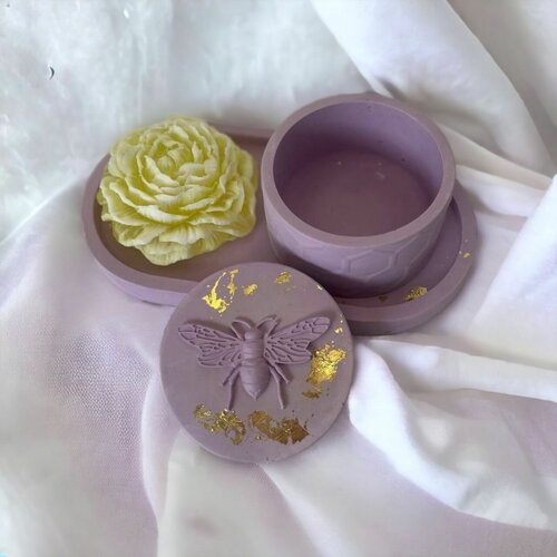 Подарочный набор из гипса (подставка, баночка для хранения, мыло)