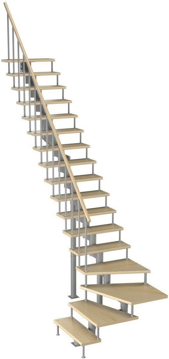 Модульная лестница Фаворит 180 3060-3230, Серый, Сосна, Нержавеющая сталь