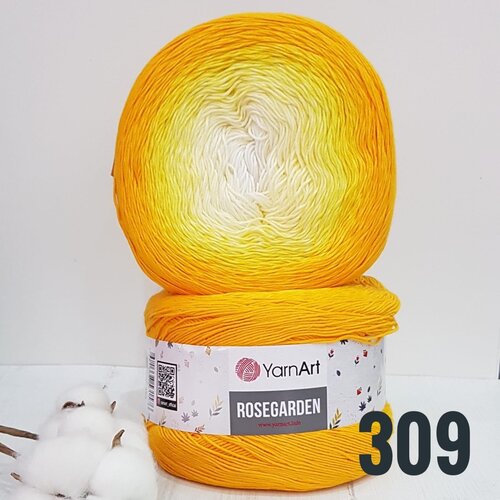 Пряжа YarnArt Rosegarden -1 шт, желтый-дыня-кремовый (309), 250, 1000 м, 100% хлопок