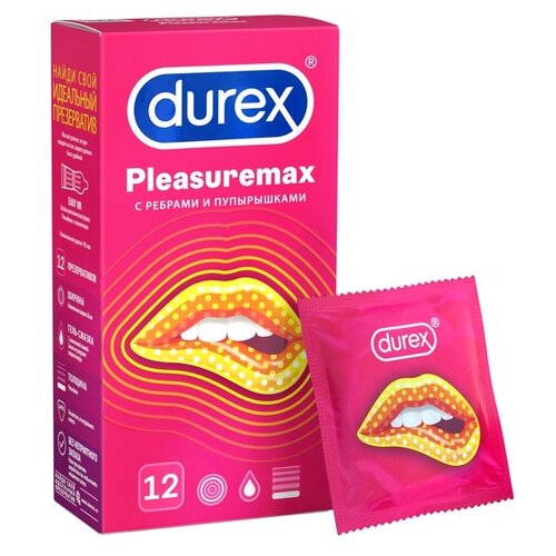 Презервативы Durex Pleasuremax с ребрами и пупырышками, 12 шт.