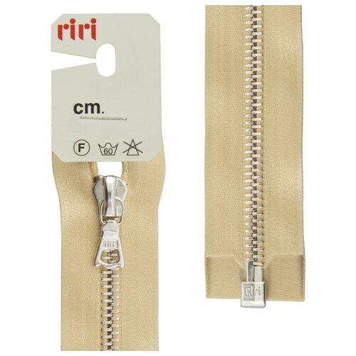 фото Молния металл, ni, разъёмная 1 замок, на атласной тесьме, 6 мм, 70 см, цвет 2213, золотисто-бежевый riri